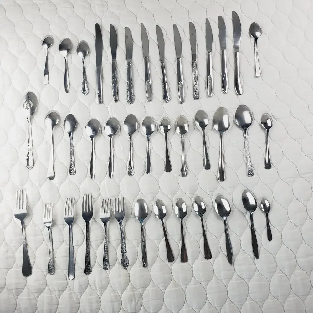 Lot of Silverware 40PCS Knife Spoon Fork Stainless Steel Kitchenware Many Brands